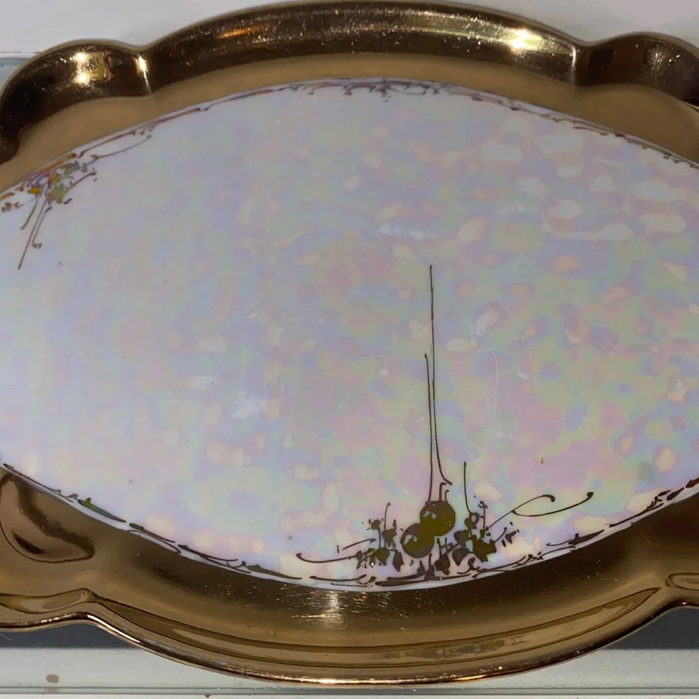 Vintage Bavaria Fine China, Iridescent Lusterware, Platter & Bowl Set 1920’s
